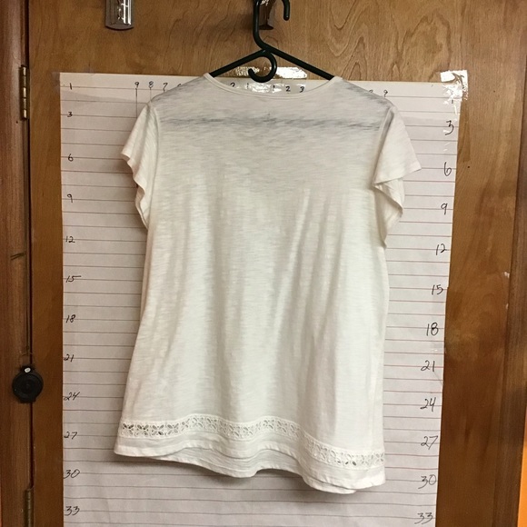 HANNAH  woman's lacy embellishment around the neck and the hem,  sz L white - Picture 3 of 5